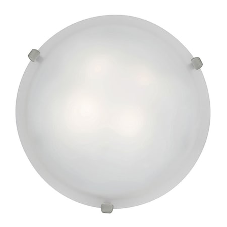 Mona, LED Flush Mount, Brushed Steel Finish, White Glass